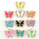 10Pcs Rainbow Enamel Butterfly Charms Insect Necklace Pendants