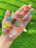 10Pcs Flower Shape Enamel Lucky Charm Pendant Necklace