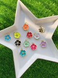 10Pcs Flower Shape Enamel Lucky Charm Pendant Necklace