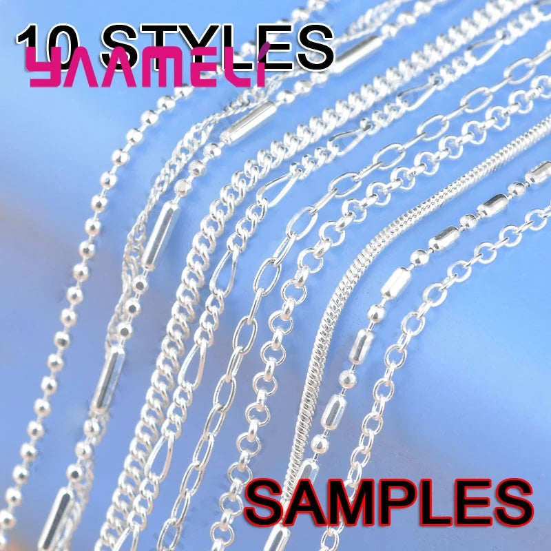 10Pcs 10 Styles 16-30" 925 Silver Chains Necklace With Clasps