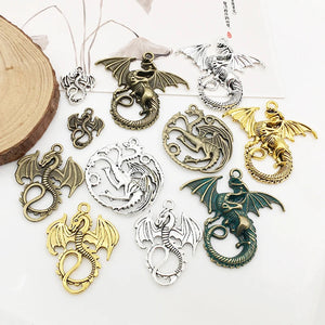 10Pcs Dragon Charms Pendants DIY Jewelry Making Alloy Findings Accessory