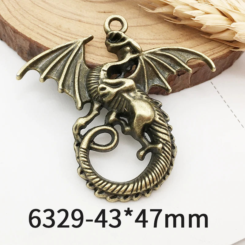 10Pcs Dragon Charms Pendants DIY Jewelry Making Alloy Findings Accessory