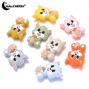 10Pcs Food Cartoon Silicone Beads Animal Teether 21x30mm