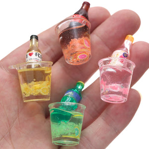 10 Resin Bottle Charms for DIY Craft Mixed Drinks Pendant Jewelry M