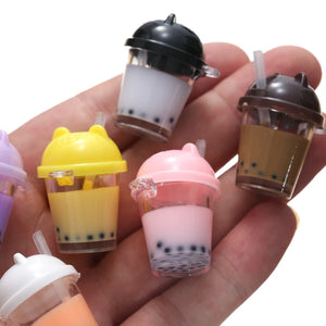 10Pcs Resin Milk Tea Cup Charms for DIY Jewelry Making