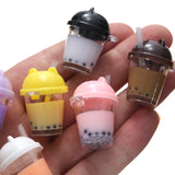 10Pcs Resin Milk Tea Cup Charms for DIY Jewelry Making