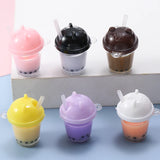 10Pcs Resin Milk Tea Cup Charms for DIY Jewelry Making