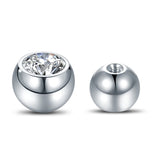 10Pcs G23 Titanium Crystal Balls Screw Nipple Labret Tongue Barbell Earrings