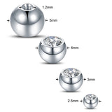 10Pcs G23 Titanium Crystal Balls Screw Nipple Labret Tongue Barbell Earrings