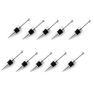 10Pcs Decorative Beaded Wine Bottle Stopper Silver Beadable Bottle Sto