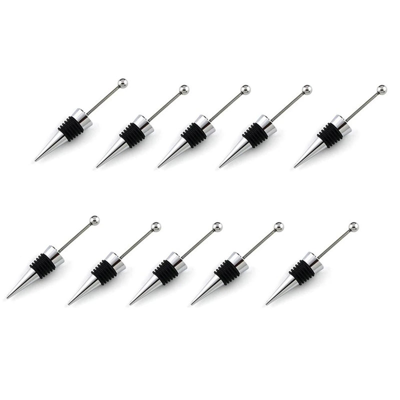 10Pcs Decorative Beaded Wine Bottle Stopper Silver Beadable Bottle Sto