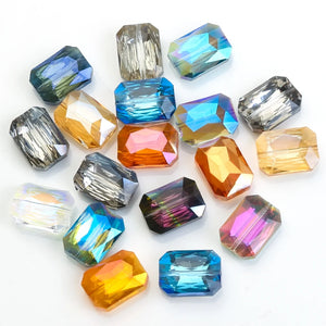 10Pcs Rectangle Faceted Glass Beads 13x18mm Natural Stone Loose Bead DIY Charms