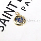 10Pcs Gold CZ Pave Heart Pendants Vintage Charms