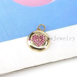 10Pcs Gold CZ Pave Heart Pendants Vintage Charms
