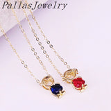 10Pcs Dark Red CZ Micro Paved Boy and Girl Charm Pendant Necklace