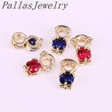 10Pcs Dark Red CZ Micro Paved Boy and Girl Charm Pendant Necklace