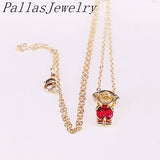 10Pcs Dark Red CZ Micro Paved Boy and Girl Charm Pendant Necklace