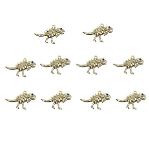 10Pcs Dino Skeleton Charms Rhinestone Pendant DIY Jewelry Making