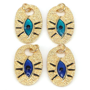 10Pcs Gold Eye Pendant Charm Bracelet Necklace Eye Oval Pendant Charm Tone