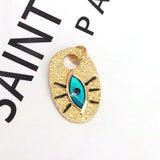 10Pcs Gold Eye Pendant Charm Bracelet Necklace Eye Oval Pendant Charm Tone