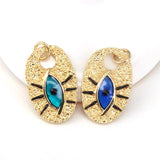 10Pcs Gold Eye Pendant Charm Bracelet Necklace Eye Oval Pendant Charm Tone