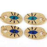 10Pcs Gold Eye Pendant Charm Bracelet Necklace Eye Oval Pendant Charm Tone