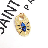 10Pcs Gold Eye Pendant Charm Bracelet Necklace Eye Oval Pendant Charm Tone