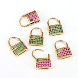 10Pcs Zircon Lock Pendants CZ Micro Pave for Necklace Earring Padlock Charms
