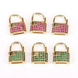 10Pcs Zircon Lock Pendants CZ Micro Pave for Necklace Earring Padlock Charms