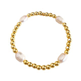 10Pcs Plated Beads Stretch Bracelet Natural Pearl Wedding Party Jewelry