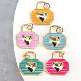10Pcs Gold Plated Brass Heart Bag Charms for Necklace Bracelets DIY
