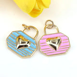 10Pcs Gold Plated Brass Heart Bag Charms for Necklace Bracelets DIY