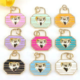 10Pcs Gold Plated Brass Heart Bag Charms for Necklace Bracelets DIY
