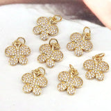 10Pcs Gold Plated Butterfly Charms Zircon Pendant
