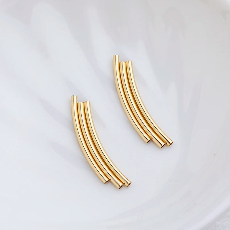 10Pcs Curved Hole Tube Spacer Beads for Jewelry Making