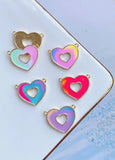 10Pcs Gold Enamel Heart Popsicle Pendant Charm Findings