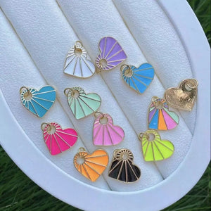10Pcs Gold Enamel Heart Popsicle Pendant Charm Findings