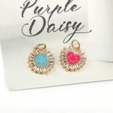 10Pcs Neon Smiley Face CZ Charms for Jewelry Making
