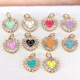 10Pcs Neon Smiley Face CZ Charms for Jewelry Making