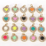 10Pcs Neon Smiley Face CZ Charms for Jewelry Making