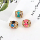 10Pcs Smile Face Charm Plated Cylinder Spacer Beads Jewelry Making Supply
