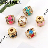 10Pcs Smile Face Charm Plated Cylinder Spacer Beads Jewelry Making Supply