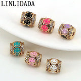 10Pcs Smile Face Charm Plated Cylinder Spacer Beads Jewelry Making Supply