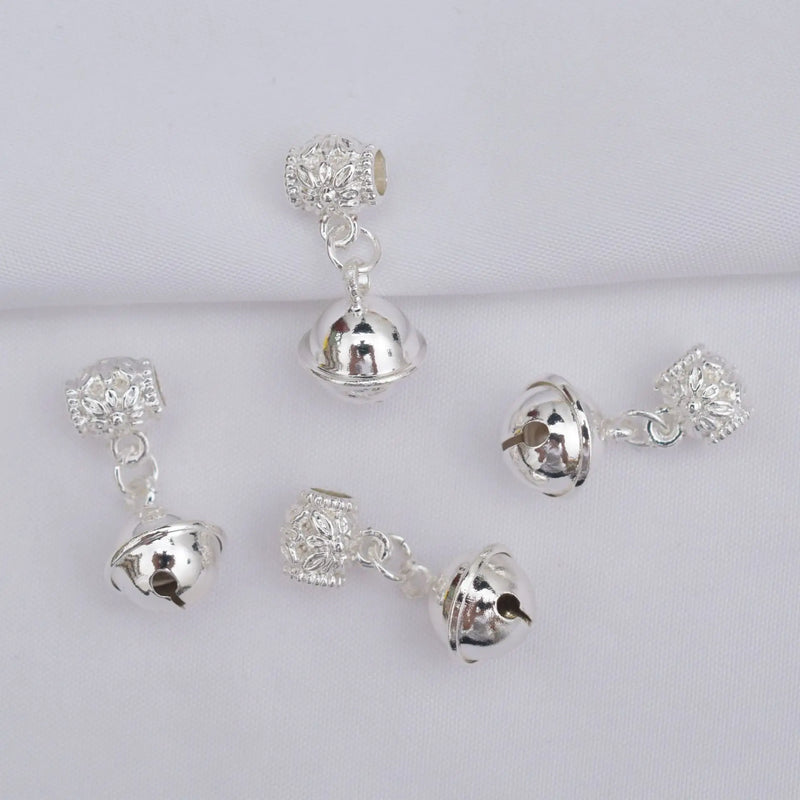 10Pcs Plated Bell Pendant Charms for Jewelry Making DIY Supplies