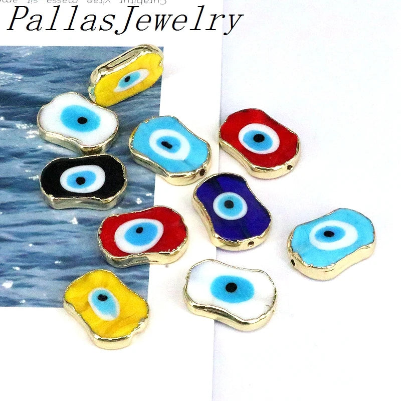 10Pcs Lucky Eye Charms Spacer Beads Lampwork Eyes DIY