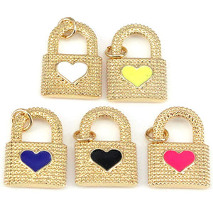 10Pcs Heart Lock Charm for Bracelets Jewelry Making