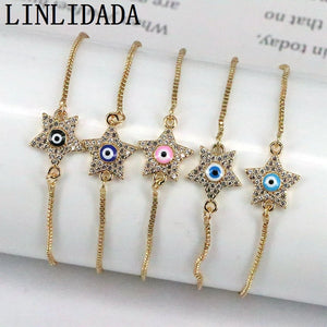 10Pcs Plated Multicolor Eye Bracelets for Women