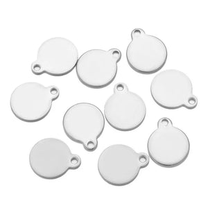 10Pcs Stainless Steel Charms Round Disc Pendant Blank DIY Jewelry Making