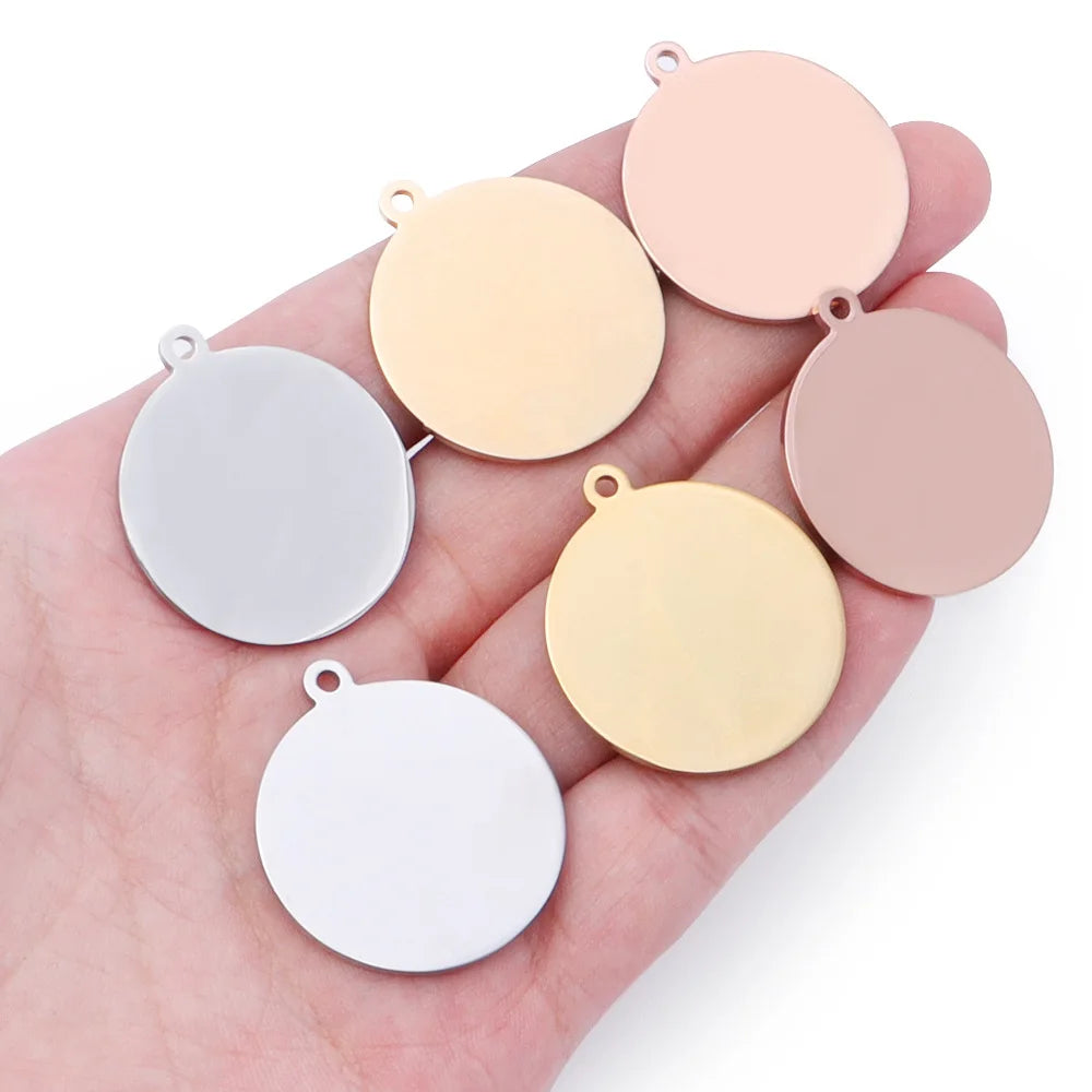 10Pcs Stainless Steel Charms Round Disc Pendant Blank DIY Jewelry Making