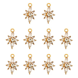 10Pcs Crystal Flower Charms DIY Accessory Pendants for Jewelry Making